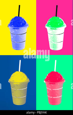 Plastic coffee cups in pop art style Stock Photo