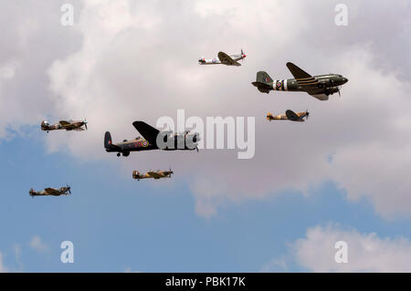 BBMF Flypast at the Royal International Air Tattoo 2018 celebrating 100 years of the RAF, Stock Photo