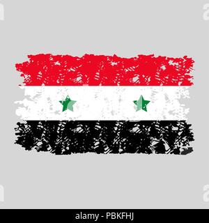 Syria flag grunge texture isolated. Weathered syrian flag, asia travel texture. Vector illustration Stock Vector