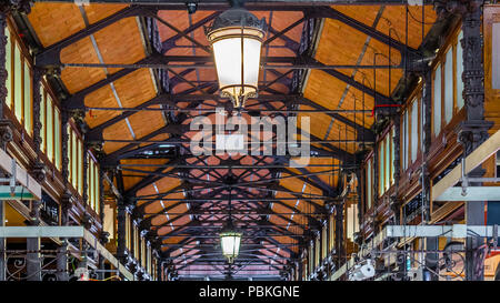 MADRID, SPAIN - AUGUST 27, 2017: Interior architectural detail of  'Mercado de San Miguel' (Market of San Miguel), popular among tourists Stock Photo