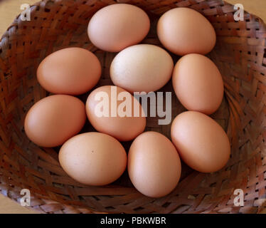 brown eggs in a basket Stock Photo