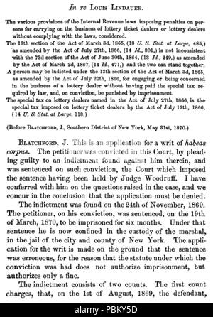 938 Louis Julius Lindauer (1838-1915) in Reports of Cases Argued and Determined in the Circuit Court of the United States for the Second Circuit, Volume 7 Stock Photo