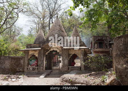 Entrance to Maharishi Mahesh Yogi Ashram (The Beatles' Ashram) where the Beatles stayed and apparently wrote much of the White Album is now abandoned  Stock Photo