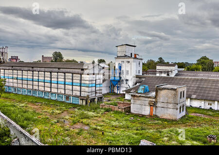 Vitebsk, Belarus - July 7, 2018: view of several Belarusian warehouses with grain. Stock Photo