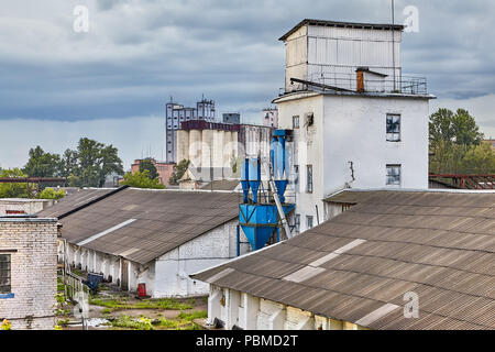 Vitebsk, Belarus - July 7, 2018: roofs of Belarusian warehouses and granaries. Stock Photo