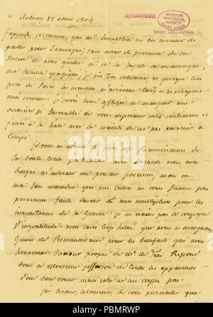 910 Letter signed Madame Noailles de Tesse, Aulnay, to Thomas Jefferson, August 17, 1804 Stock Photo