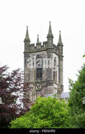 The bell tower of Stoke Minster in Stoke-On-Trent, England.  The minster is dedicated to St Peter ad Vincula (St Peter in Chains). Stock Photo