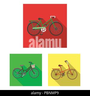 Various bicycles flat icons in set collection for design. The type of transport vector symbol stock  illustration. Stock Vector