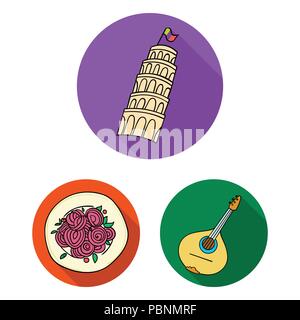 Country Italy flat icons in set collection for design. Italy and landmark vector symbol stock  illustration. Stock Vector
