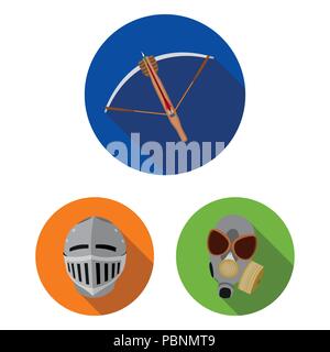 Types of weapons flat icons in set collection for design.Firearms and bladed weapons vector symbol stock  illustration. Stock Vector