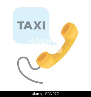 yellow handset with cord to call a taxi Taxi station single icon in cartoon style vector symbol stock web illustration. Stock Vector