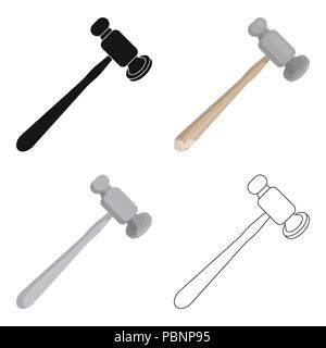 Jewelry hammer icon in cartoon design isolated on white background. Precious minerals and jeweler symbol stock vector illustration. Stock Vector