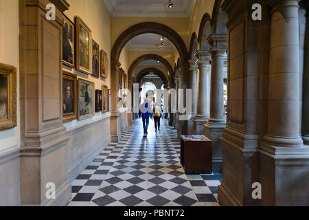 GLASGOW, SCOTLAND - JULY 16, 2016: Interior of the Kelvingrove Art Gallery and Museum, Argyle Street, Glasgow. It's a popular attraction for the touri