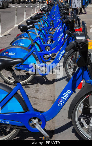 Citi Bike rental bicycles, Manhattan, New York Stock Photo