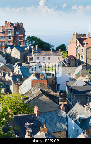 Rooftop view of the seaside town of Lynton on the coast of North Devon, UK. Stock Photo
