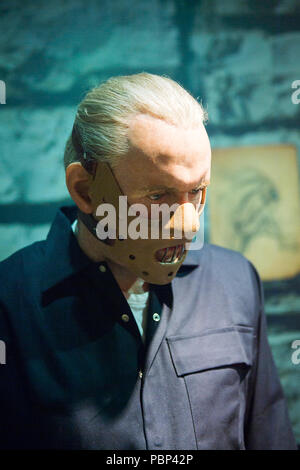 AMSTERDAM, NETHERLANDS - JUN 1, 2015: Anthony Hopkins as Hannibal Lecter in the Madame Tussauds museum in Amsterdam. Marie Tussaud was born as Marie G Stock Photo