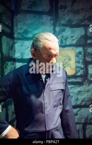 AMSTERDAM, NETHERLANDS - JUN 1, 2015: Anthony Hopkins as Hannibal Lecter in the Madame Tussauds museum in Amsterdam. Marie Tussaud was born as Marie G Stock Photo