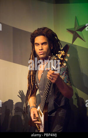 AMSTERDAM, NETHERLANDS - JUN 1, 2015: Lenny Kravitz, Madame Tussauds museum in Amsterdam. Marie Tussaud was born as Marie Grosholtz in 1761 Stock Photo