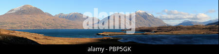Torridon Hills In Panorama with Upper Loch Torridon in the foreground Stock Photo