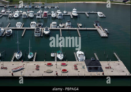 Aerial View of the Petoskey Marina Stock Photo