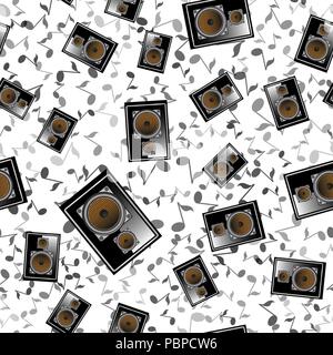 Black Musical Speaker Seamless Pattern Stock Vector
