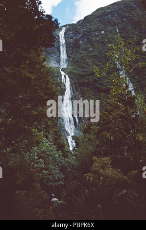 Sutherland Falls,Fiordland National Park,South Island,New Zealand Stock Photo