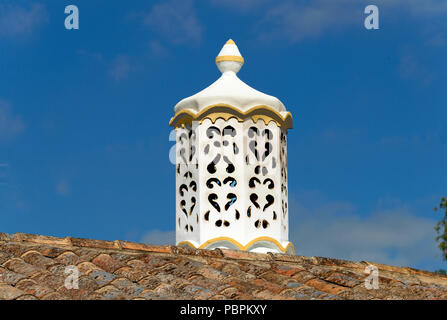 a decorative chimneys in the eastern Algarve, Portugal Stock Photo