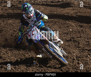 Washougal, WA USA. 28th July, 2018. # 23 Aaron Plessinger coming out of turn14 during the Lucas Oil Pro Motocross Washougal National 250 class championship at Washougal, WA Thurman James/CSM/Alamy Live News Stock Photo
