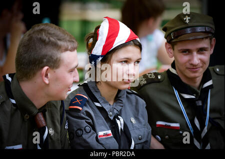 Warsaw, Poland. 29th July, 2018. Scouts attend memorial ceremonies marking the 74th anniversary of the outbreak of the 1944 Warsaw Uprising against the Germans during the World War II, in Warsaw, Poland, July 29, 2018. The Warsaw Uprising broke out on Aug. 1, 1944 and was the biggest resistance operation in German-occupied Europe. Credit: Jaap Arriens/Xinhua/Alamy Live News Stock Photo