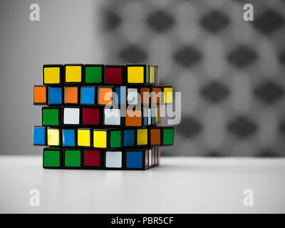 Colored cube with black and white background Stock Photo