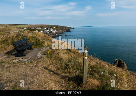 Danger cliff sign Portpatrick, Scotland Stock Photo