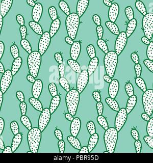 Cute hand-drawn seamless pattern with cactus. Vector illustration. Stock Vector