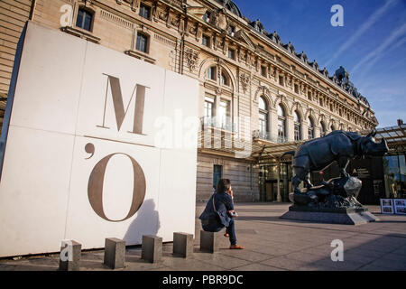 Contemplation in front of the Musee de Orsay. Paris, France. Stock Photo