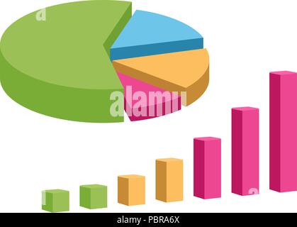 Business data market elements pie chart diagram and graph set isolated illustration. Raster on white background Stock Photo