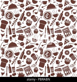 Restaurant menu related seamless pattern Stock Vector