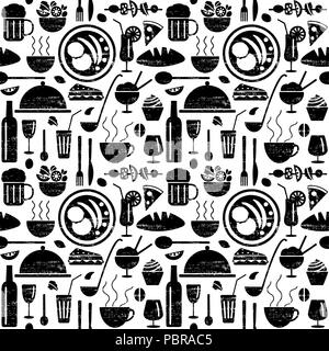 Scratched restaurant menu related seamless pattern Stock Vector