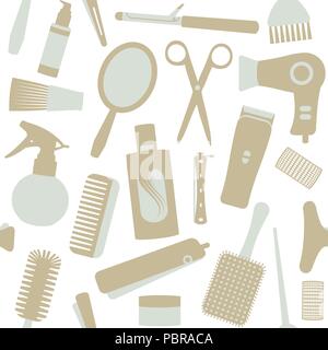 Seamless pattern with hair styling related objects 1 Stock Vector