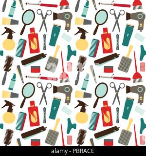 Seamless pattern with hair styling related objects 2 Stock Vector