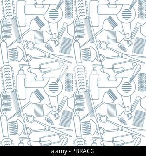 Seamless pattern with hairdressing related objects Stock Vector
