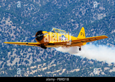 North American Aviation T-6 Texan; SNJ-5; Harriett Alexander Field; air show; Salida; Colorado; USA Stock Photo