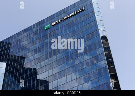 Montreal,Canada. The BNP Parisbas Bank of Canada building on McGill College avenue in downtown Montreal. Stock Photo