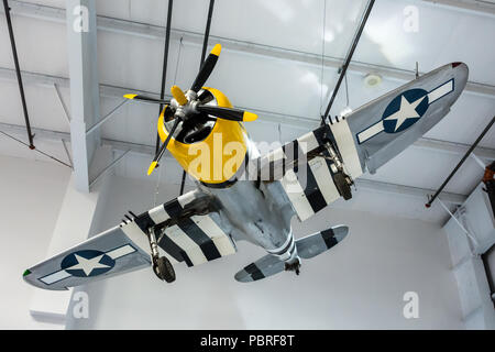 Republic P-47 Thunderbolt Fighter-Bomber (half-scale replica) Below View, at AZCAF, Mesa, AZ Stock Photo