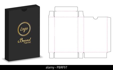 package box die cut with 3d mock up Stock Vector