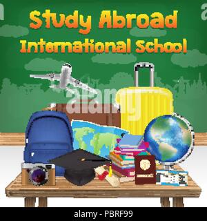 study abroad international school banner poster Stock Vector