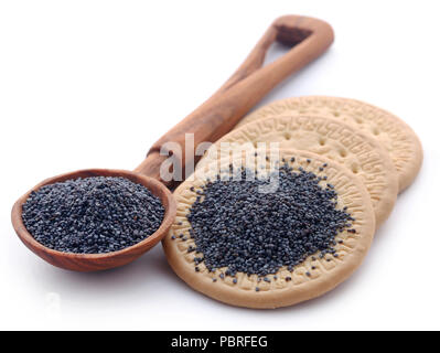 Poppy seeds with cookies over white background Stock Photo