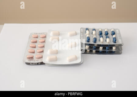 Several blister packs of prescription medication in blister packs Stock Photo