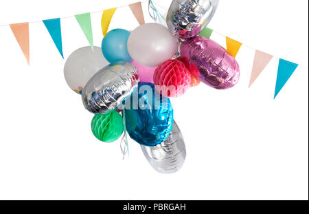 Bouquet of colorful balloons Isolated on white Stock Photo