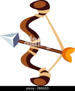 Cartoon vector bow and arrow icon Stock Vector
