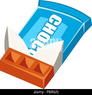 Cartoon vector open chocolate bar icon Stock Vector