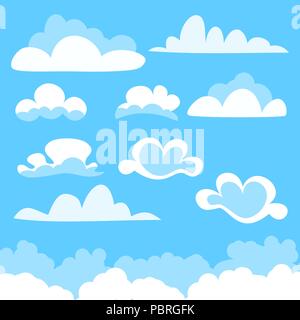 Set of cartoon vector clouds of different shape Stock Vector